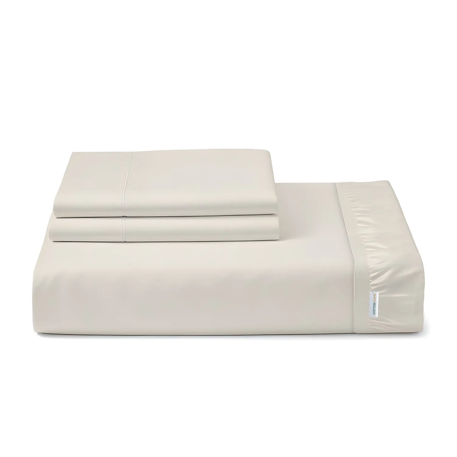 100% Egyptian Cotton 3PC Fitted Sheet 180X200 30CM Cotton Home Sateen Cream