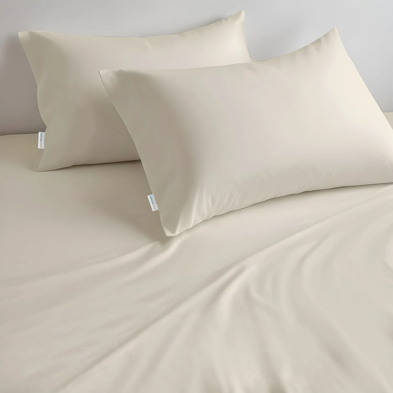 100% Egyptian Cotton 3PC Fitted Sheet 180X200 30CM Cotton Home Sateen Cream