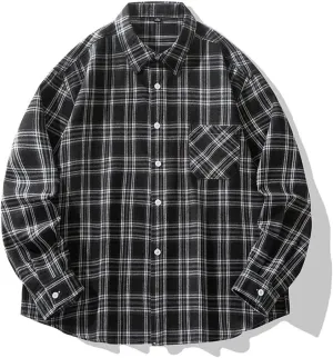 2025 Men's Checkered Shirt Spring Fall Long Sleeve Business Checked Dress Shirts with Pocket