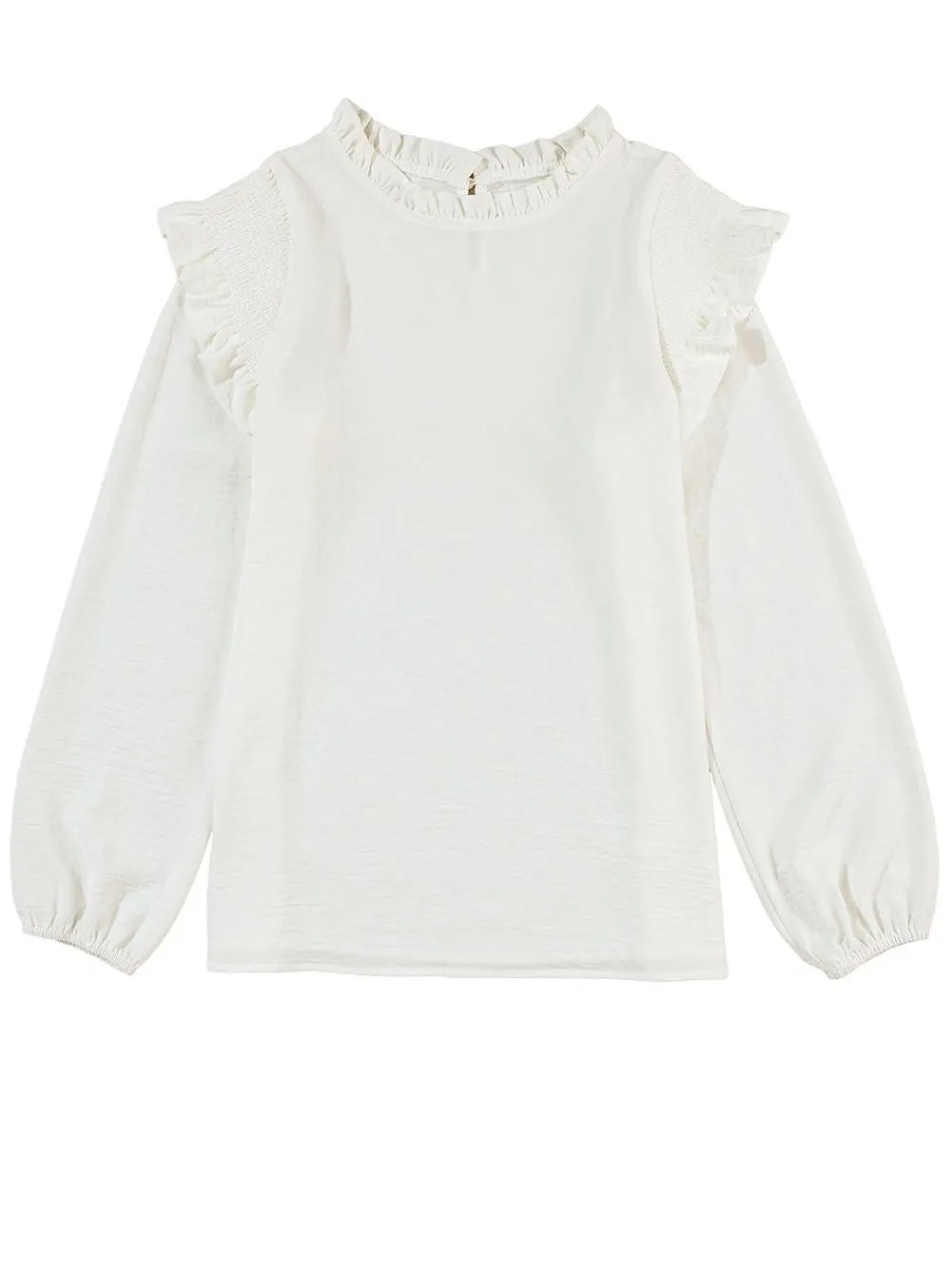 Alluring White Ruffle Blouse