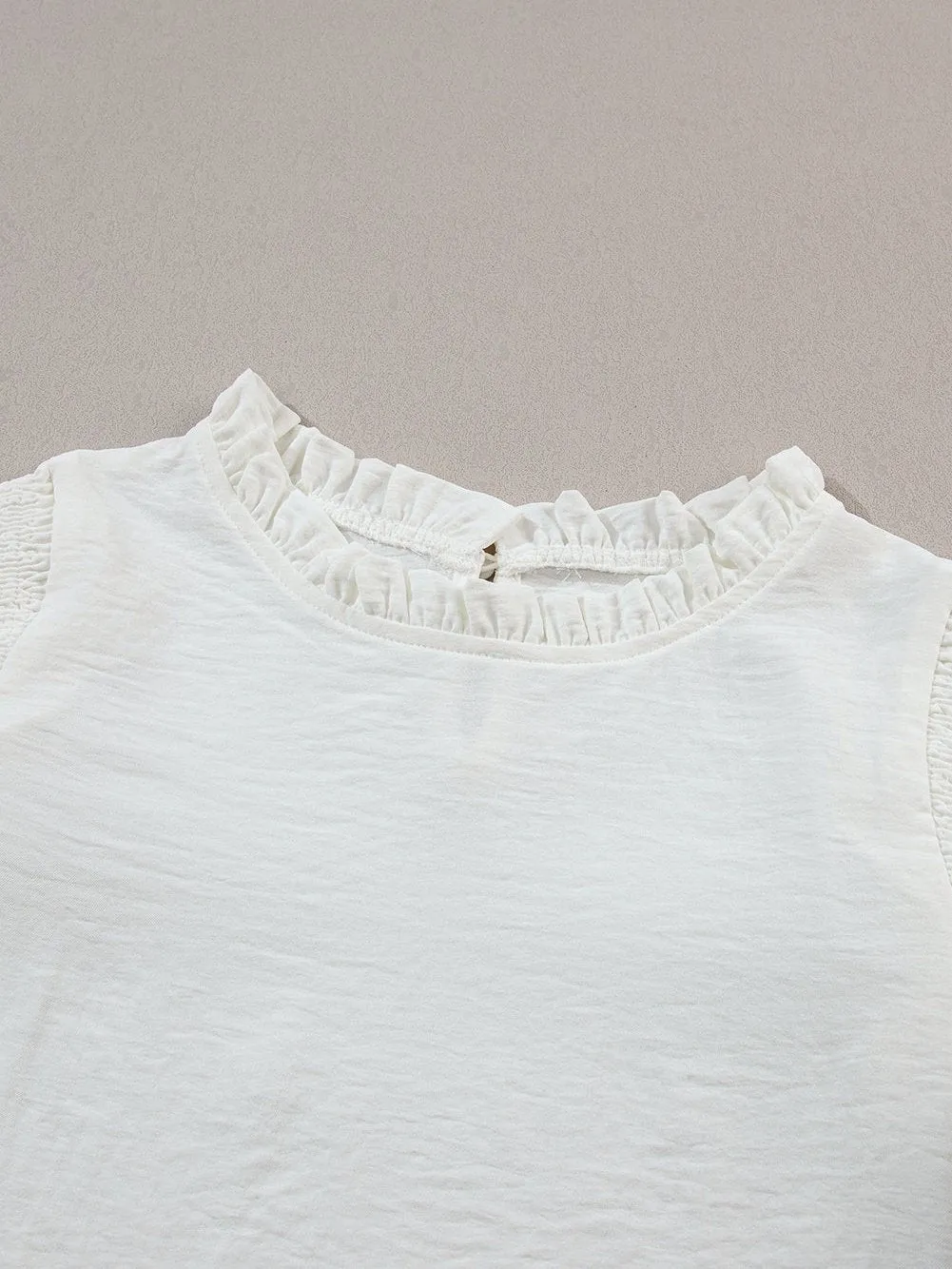 Alluring White Ruffle Blouse