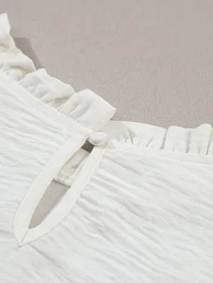 Alluring White Ruffle Blouse