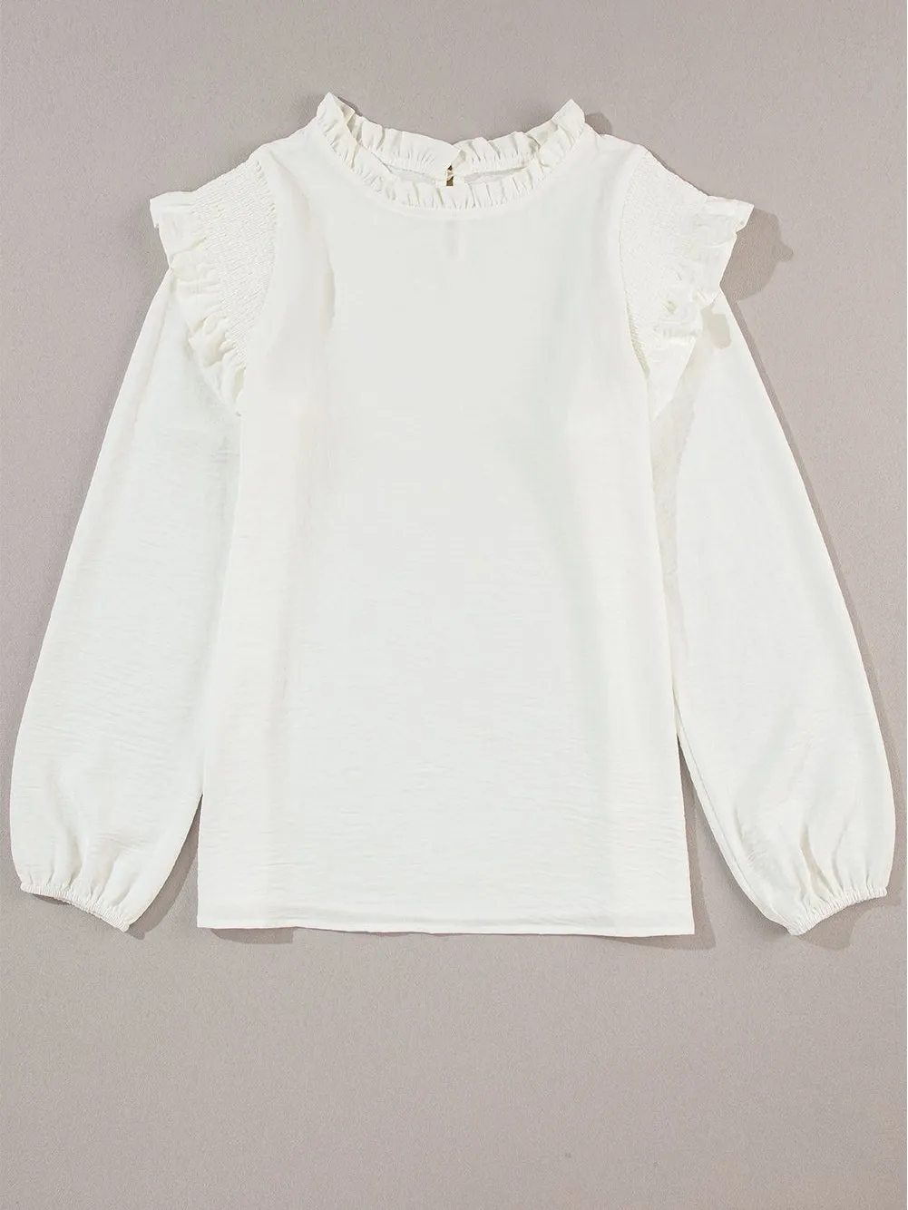 Alluring White Ruffle Blouse