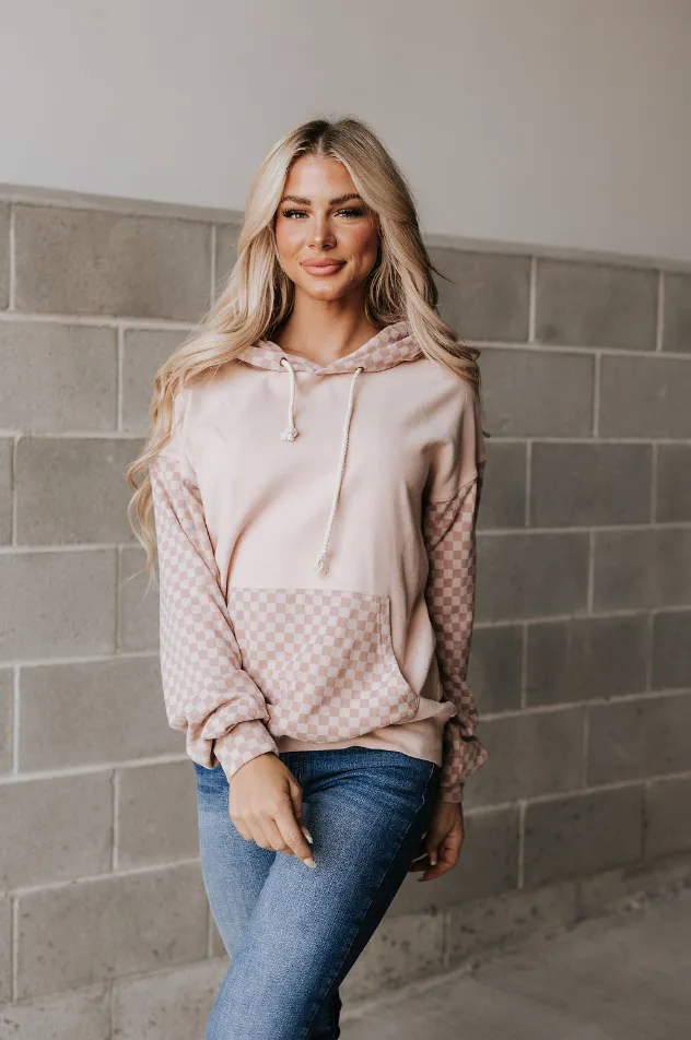 Ampersand Avenue Performance Fleece University Hoodie - Checked Out Pink