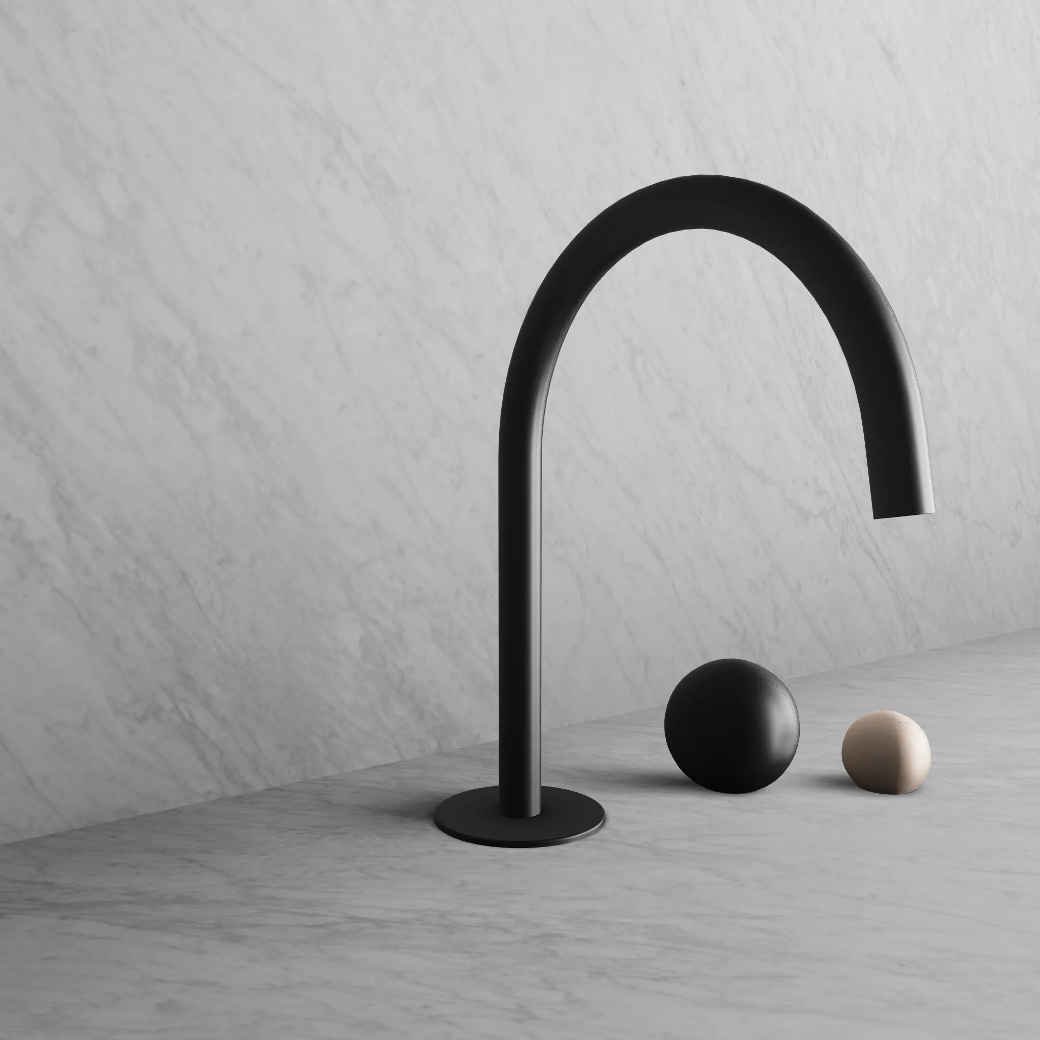 BARiL B35-8100-00L-KK-050 Wall-Mounted Lavatory Faucet Spout With Deck Mounted Handles