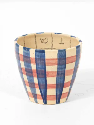 Blue and red checked mug
