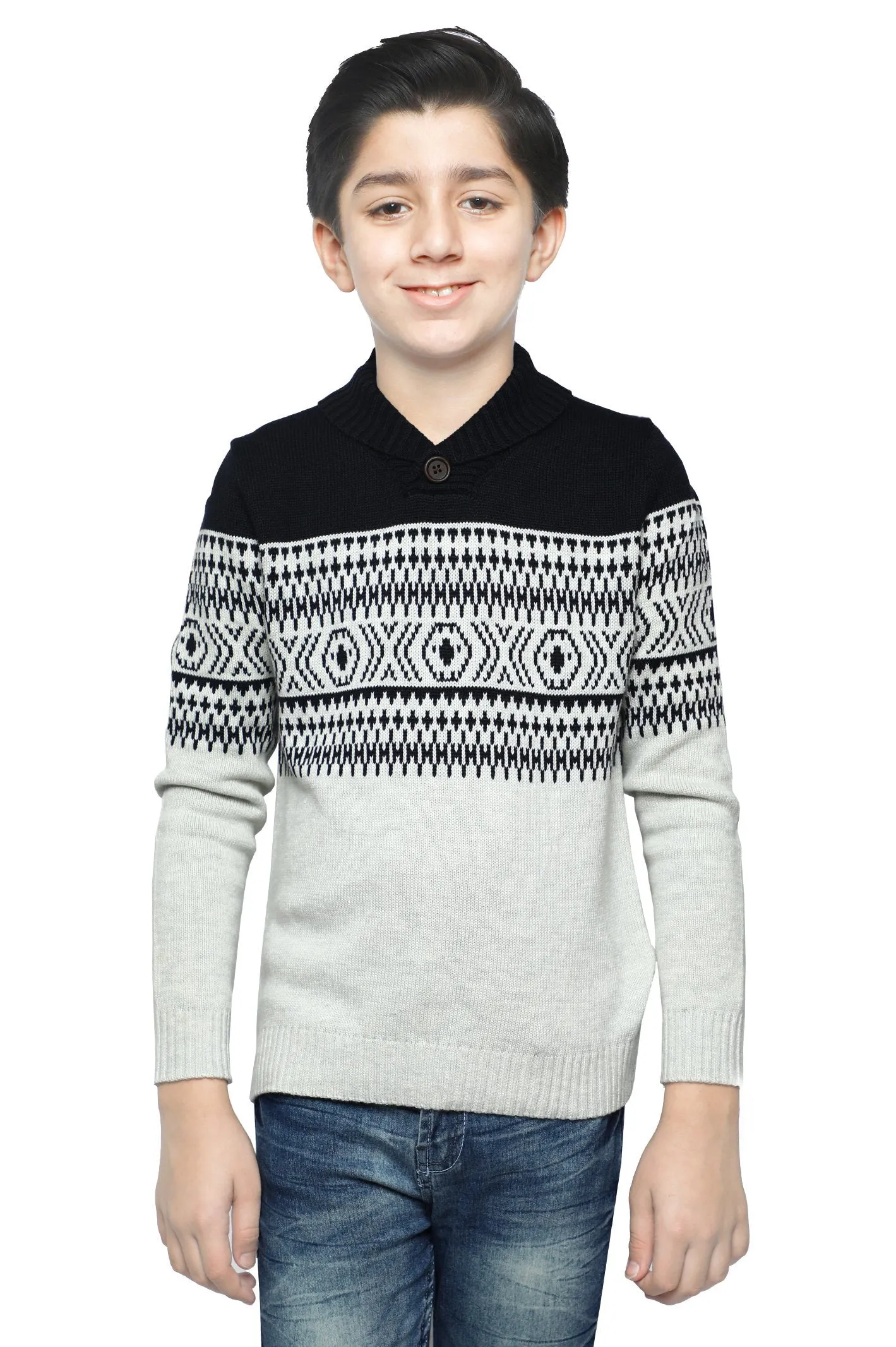 Boys Sweaters In Black SKU: KBE-0169-BLACK