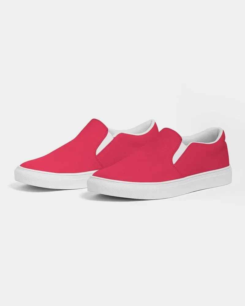 Bright Pink Red Slip-On Canvas Sneakers | Men's | Bright Pure Pink Red | C0M100Y75K0