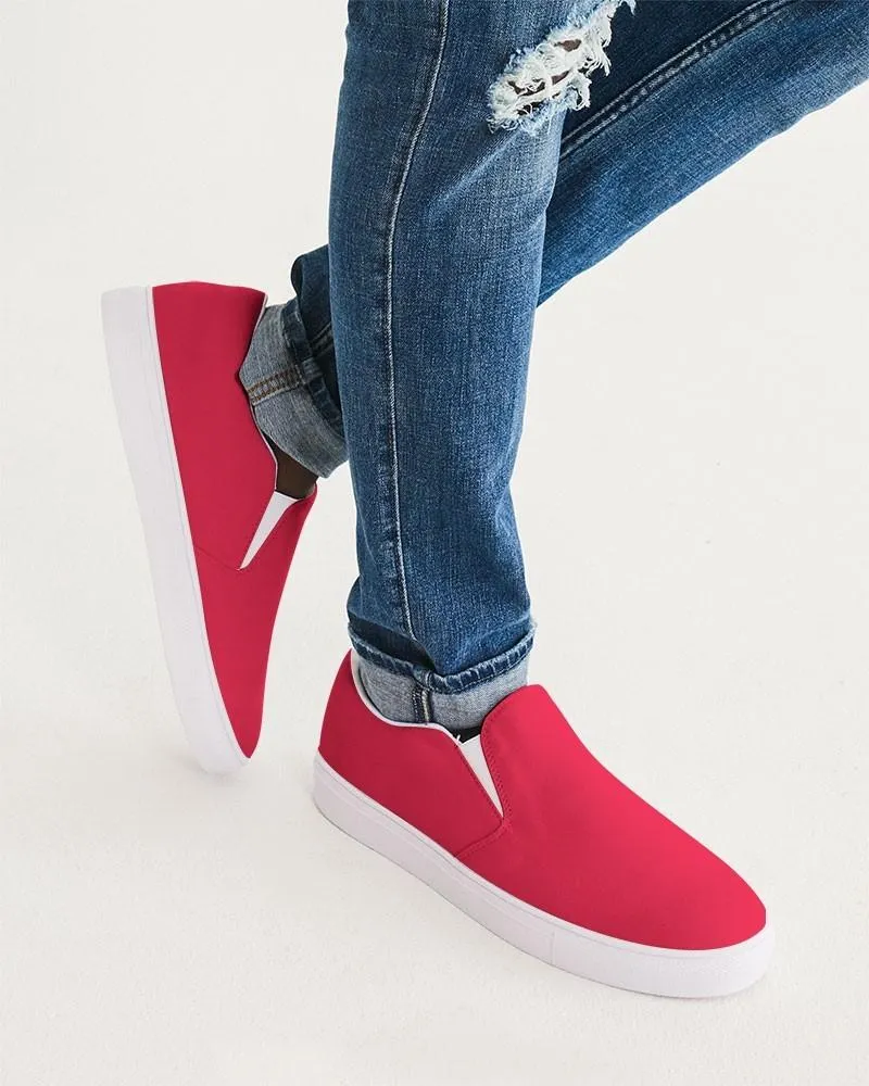 Bright Pink Red Slip-On Canvas Sneakers | Men's | Bright Pure Pink Red | C0M100Y75K0