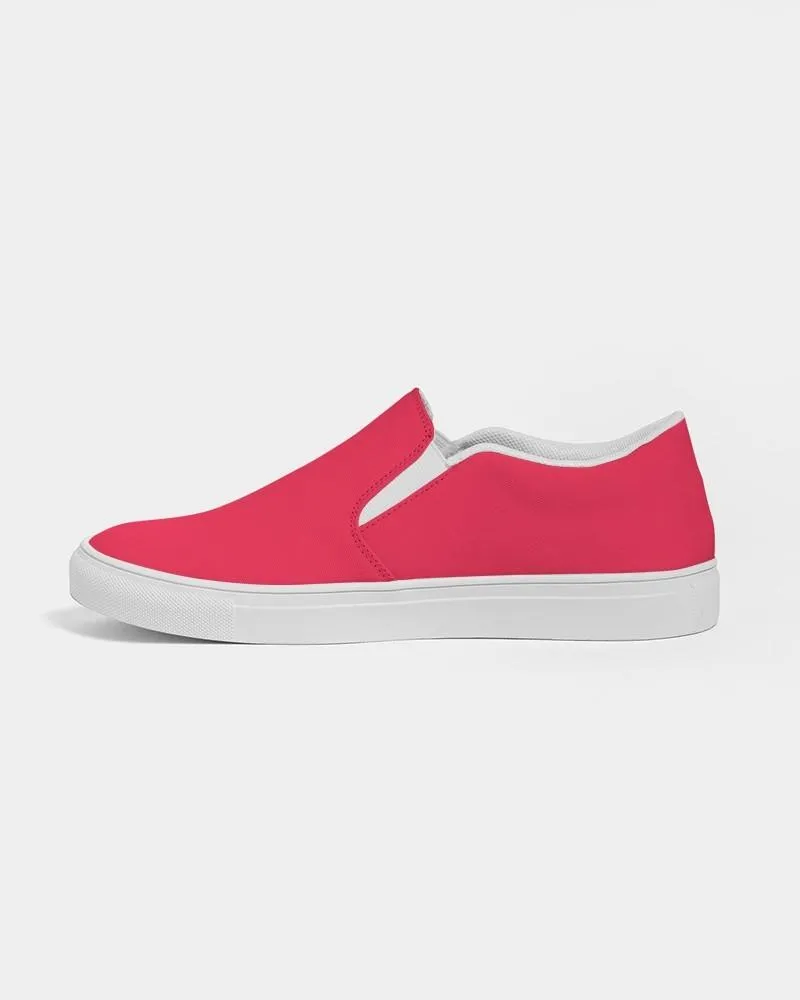 Bright Pink Red Slip-On Canvas Sneakers | Women's | Bright Pure Pink Red | C0M100Y75K0