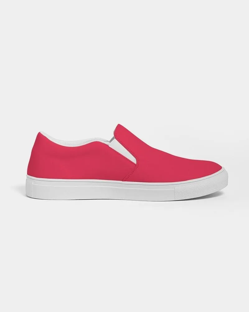 Bright Pink Red Slip-On Canvas Sneakers | Women's | Bright Pure Pink Red | C0M100Y75K0