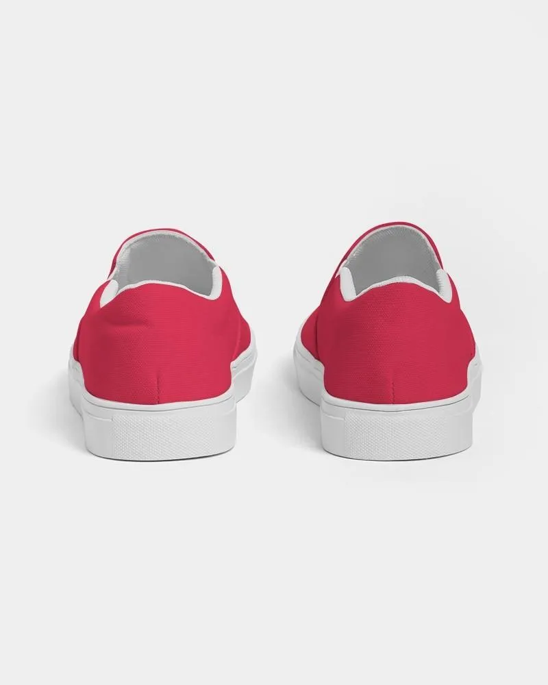 Bright Pink Red Slip-On Canvas Sneakers | Women's | Bright Pure Pink Red | C0M100Y75K0