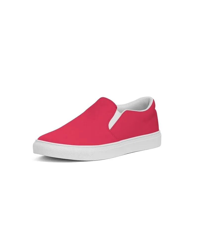 Bright Pink Red Slip-On Canvas Sneakers | Women's | Bright Pure Pink Red | C0M100Y75K0