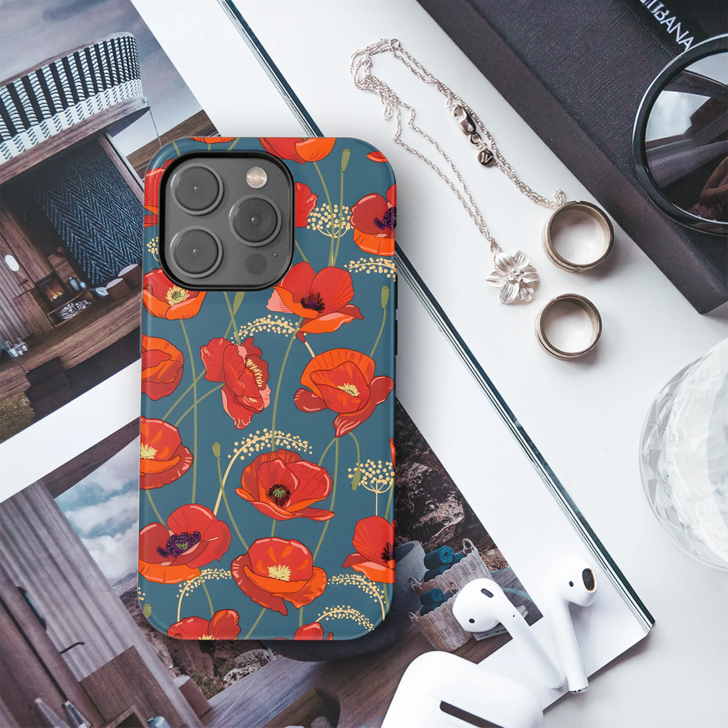 Bright Red Poppy Flowers Phone Case iPhone Samsung Cover Pixel 2570