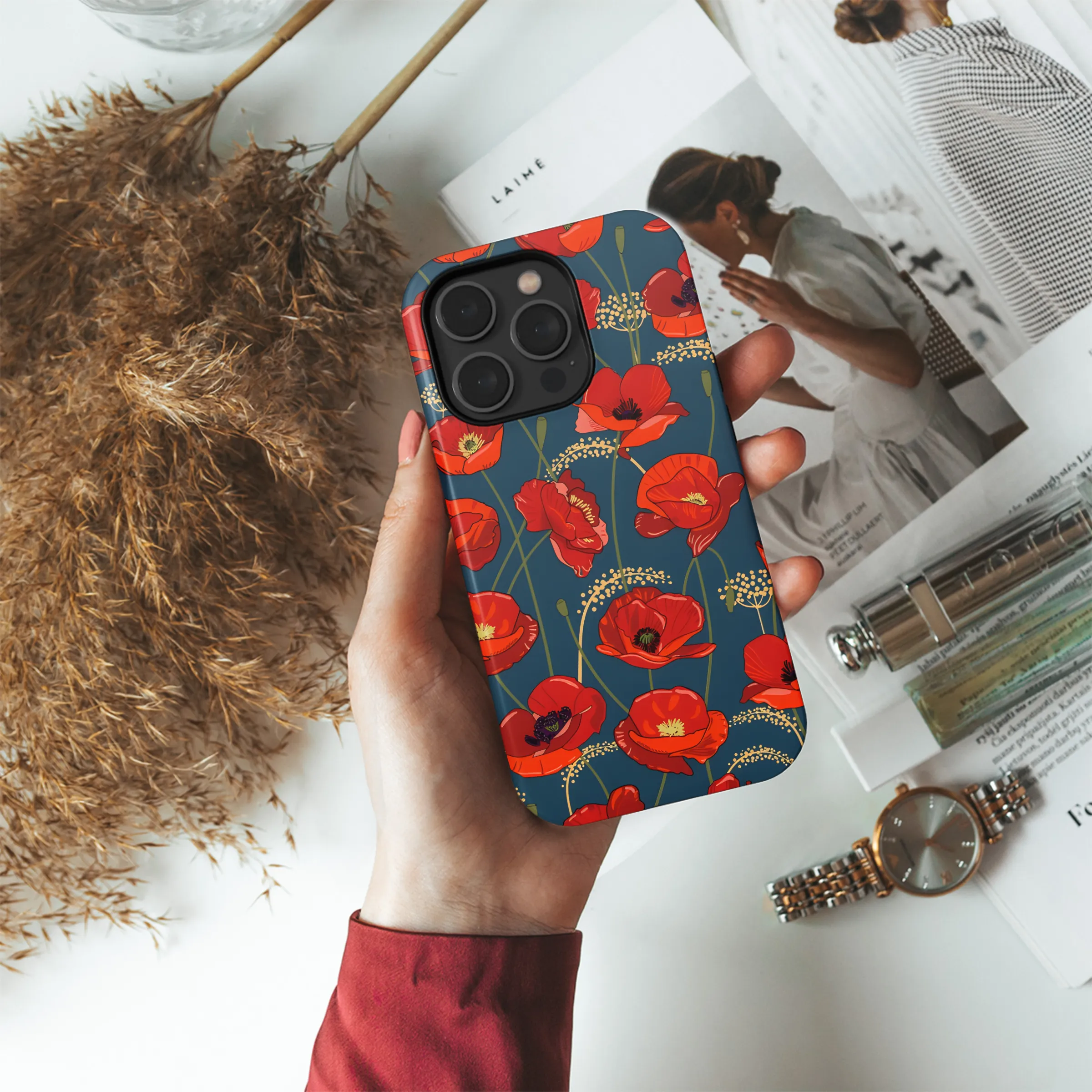 Bright Red Poppy Flowers Phone Case iPhone Samsung Cover Pixel 2570
