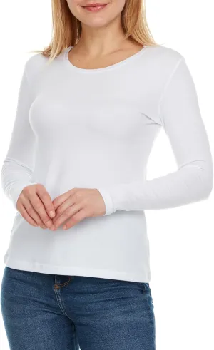 Brix Essentials Women's Classic-Fit Long-Sleeve Crewneck T-Shirt Super Soft Tagless.