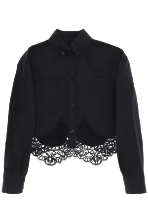 BURBERRY cropped shirt with macrame lace insert
