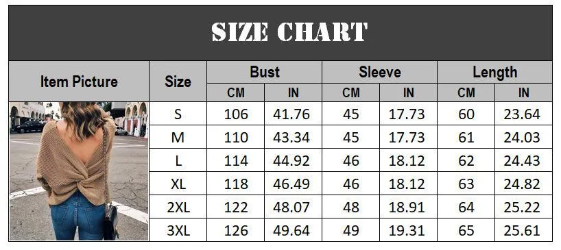 Crewneck Knit Open Back Pullover Sweater