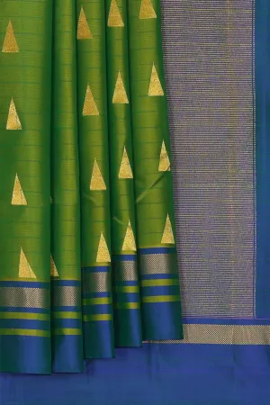 Dark Parrot Green Silk Saree
