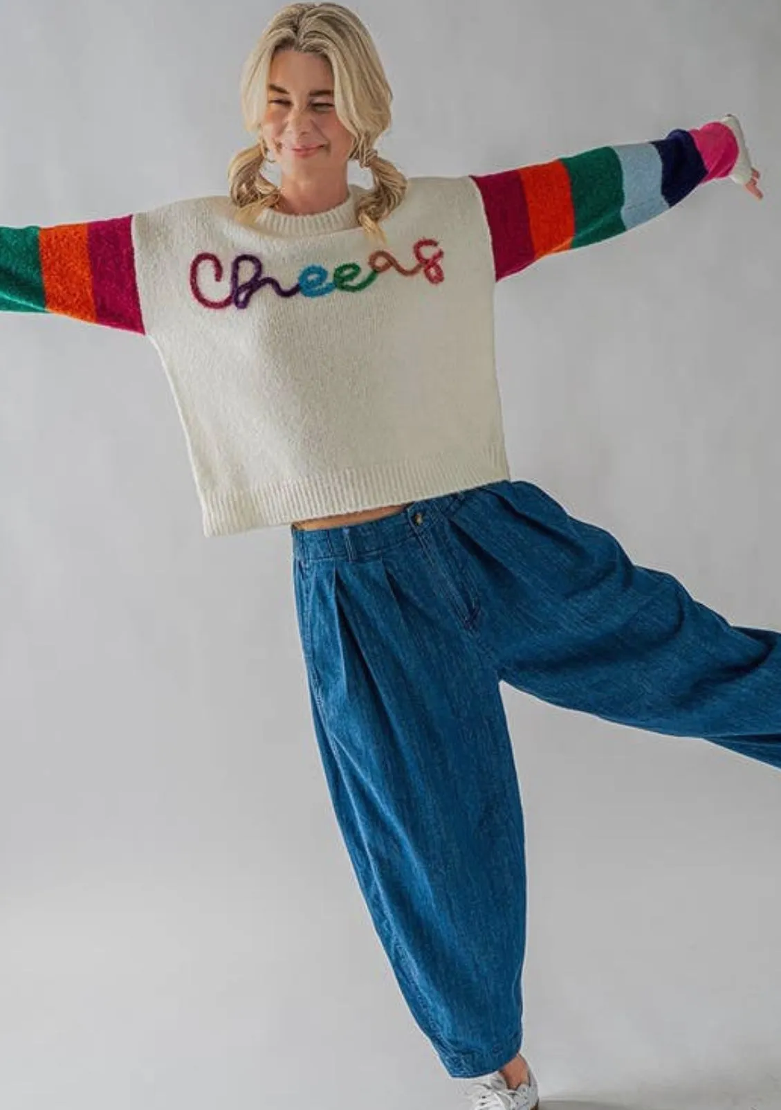 Debut CHEERS Striped  Sleeve Sweater
