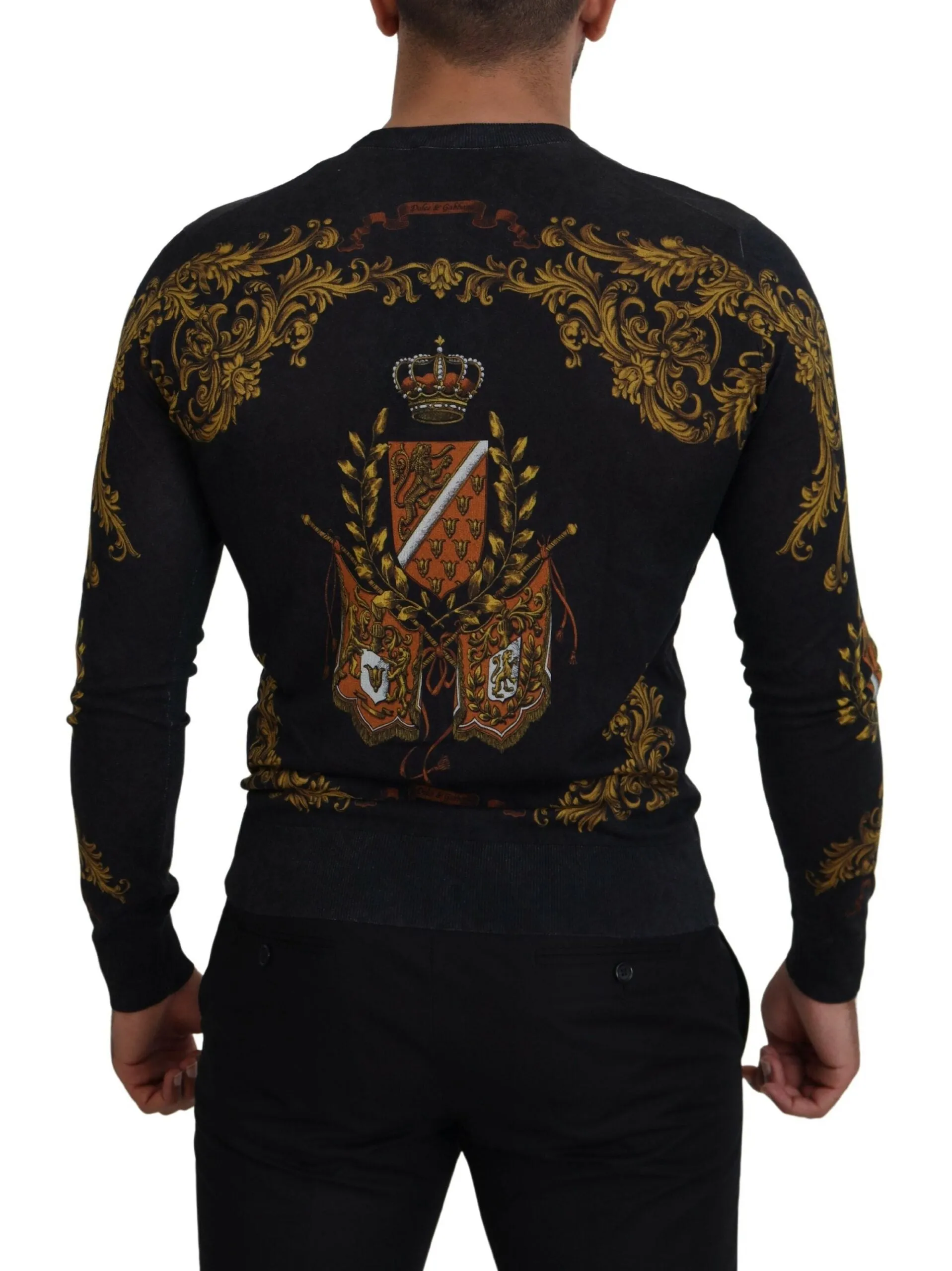 Dolce & Gabbana Baroque Medal Motive Silk Sweater