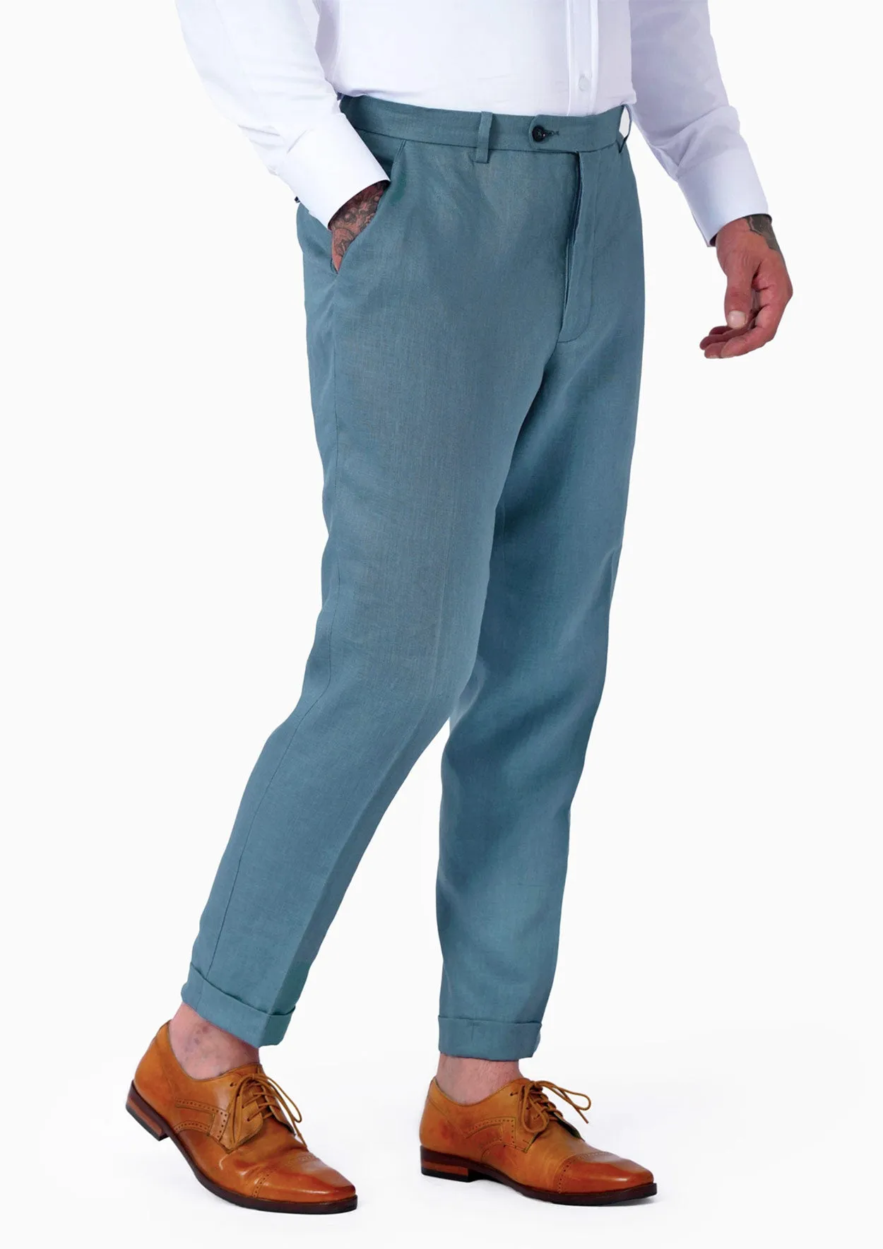 Ellis Koi Blue Linen Suit