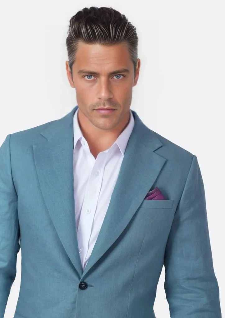 Ellis Koi Blue Linen Suit