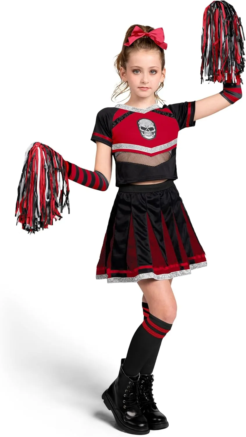 Halloween Cheerleader Costume Girls, Skull Scary
