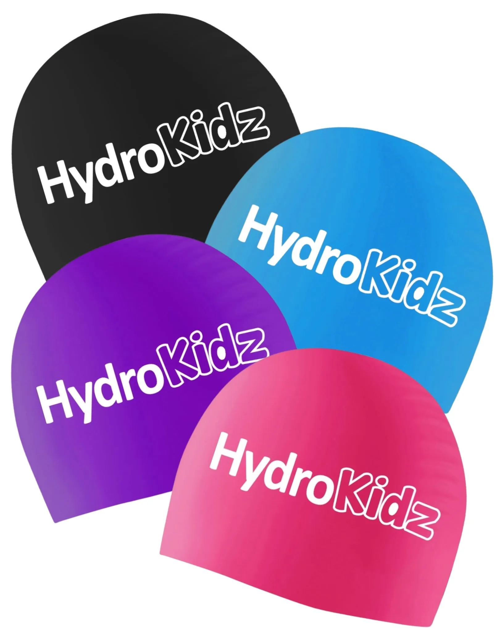 HydroKidz Children's Silicone Swim Cap Sets - Set of 4