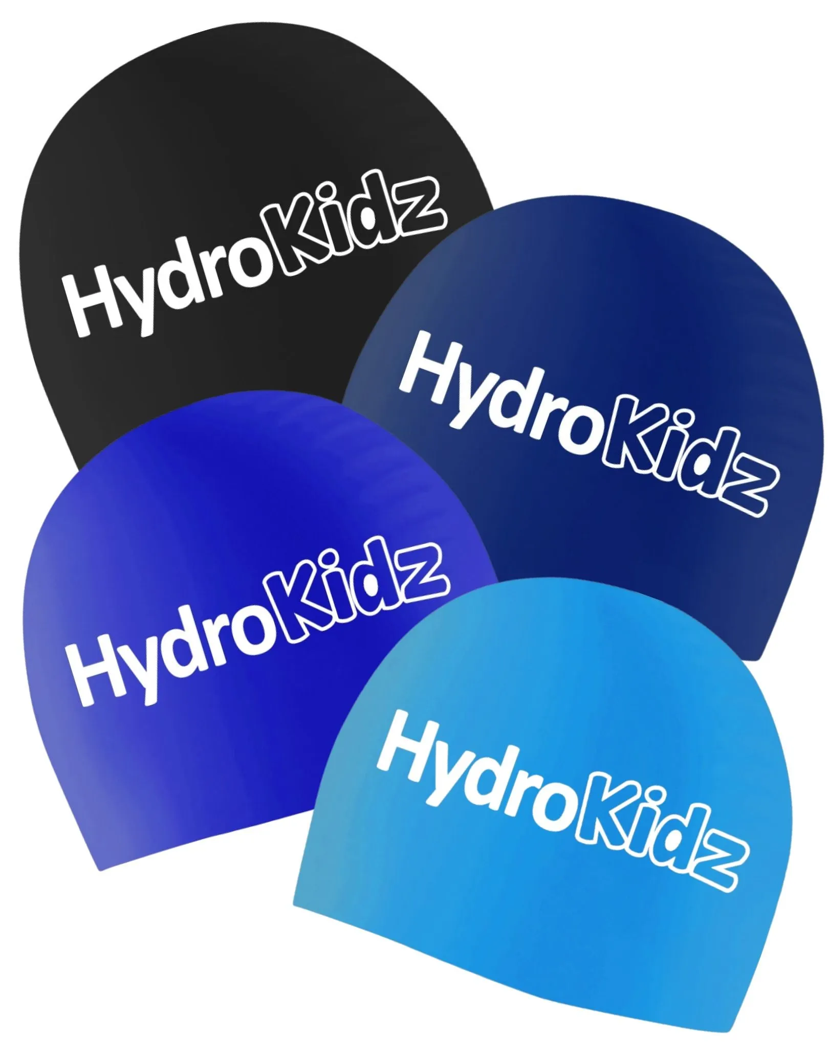 HydroKidz Children's Silicone Swim Cap Sets - Set of 4
