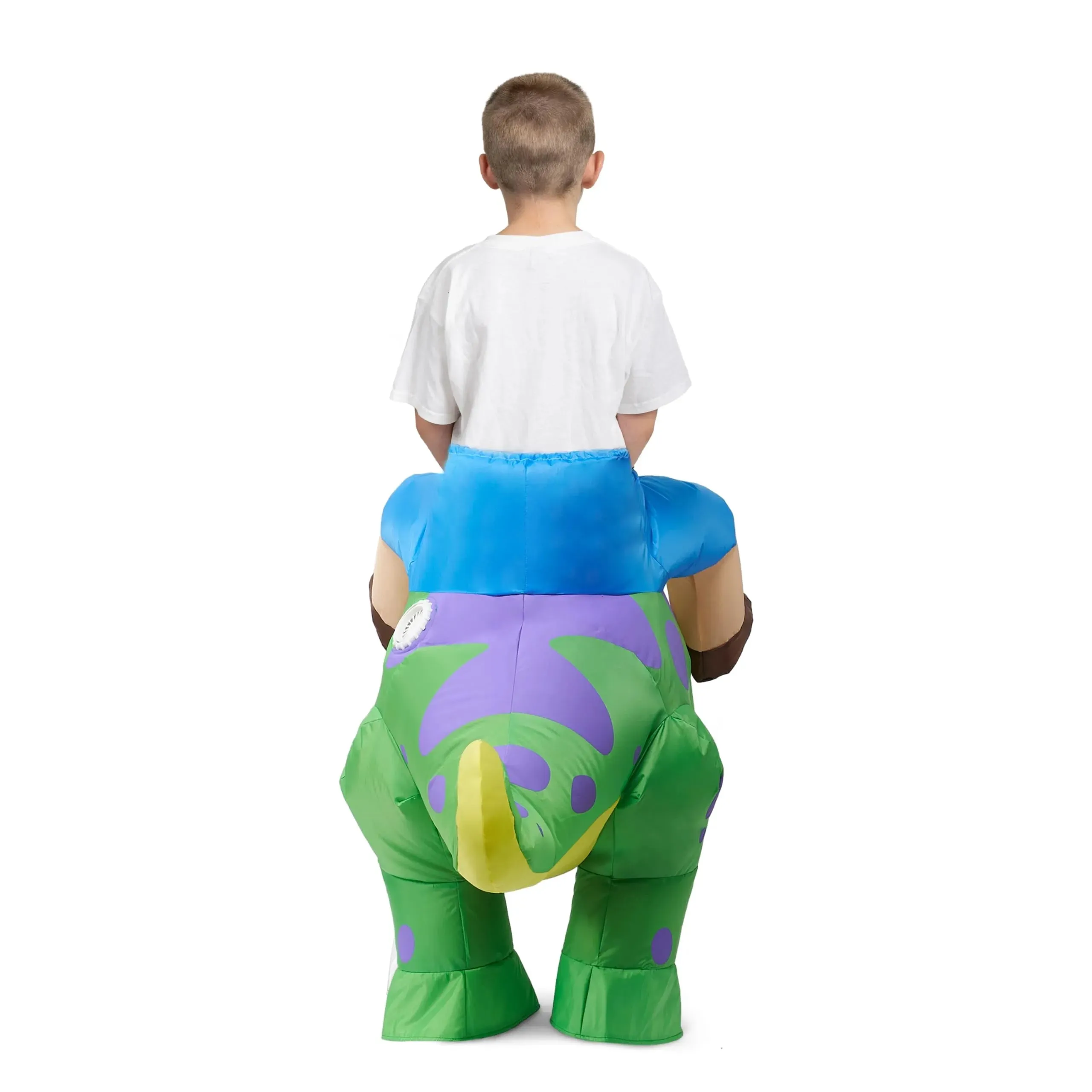 Kids Inflatable Dinosaur Costume, Riding a Green Diplodocus
