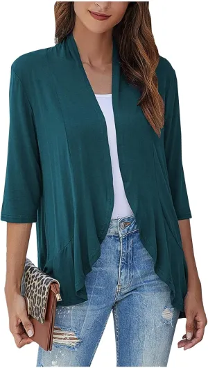 Kimonos for Women Breathable Open Front Tops Lightweight Cardigan Lrregular Hemline Cover Up Loose Fit Casual Coat