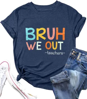 Last Day of School Teacher Shirt Womens Schools Out for Summer T-Shirt Happy Last Day Tee Tops