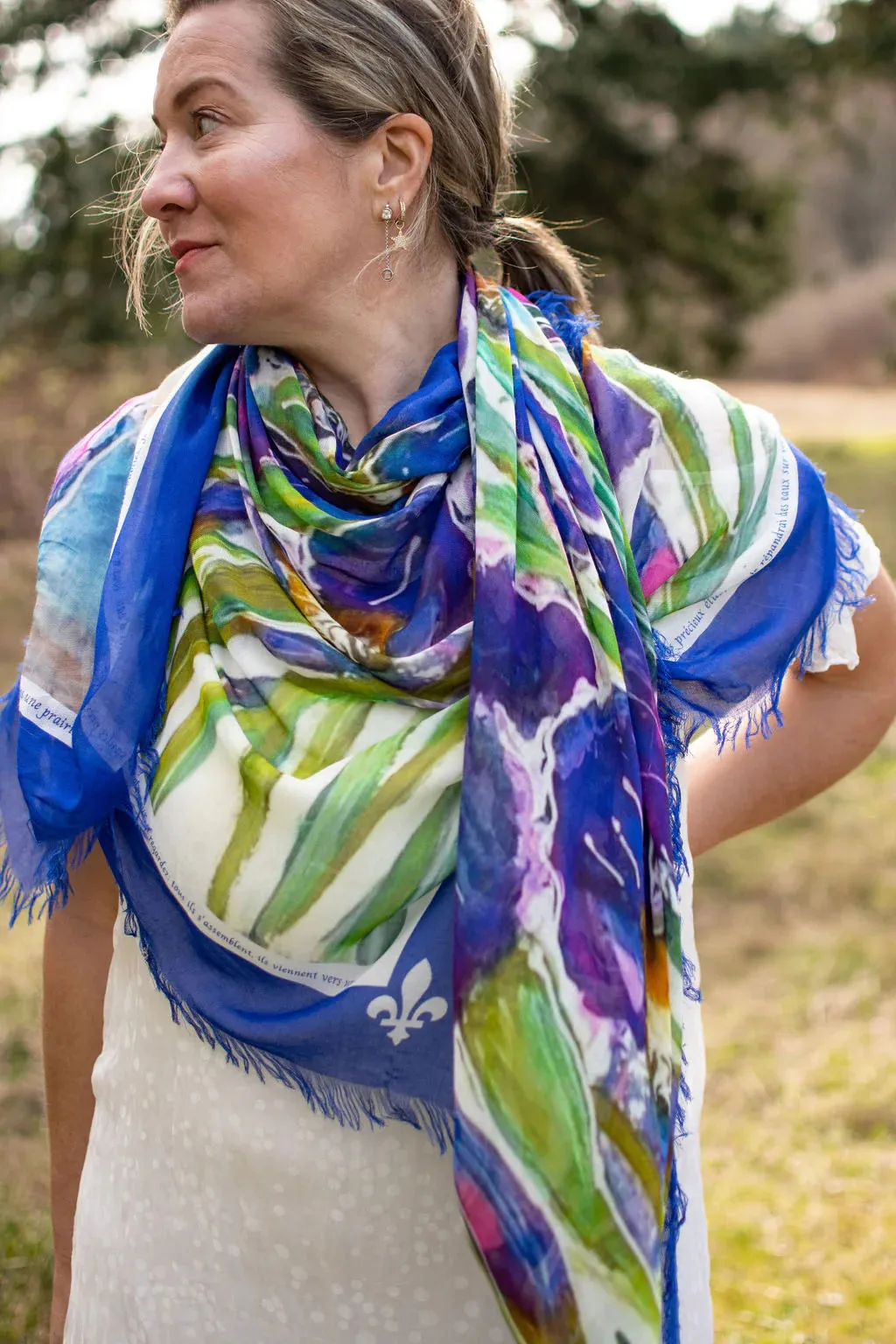 Love's Pure Light Blue Flag Iris Scarf
