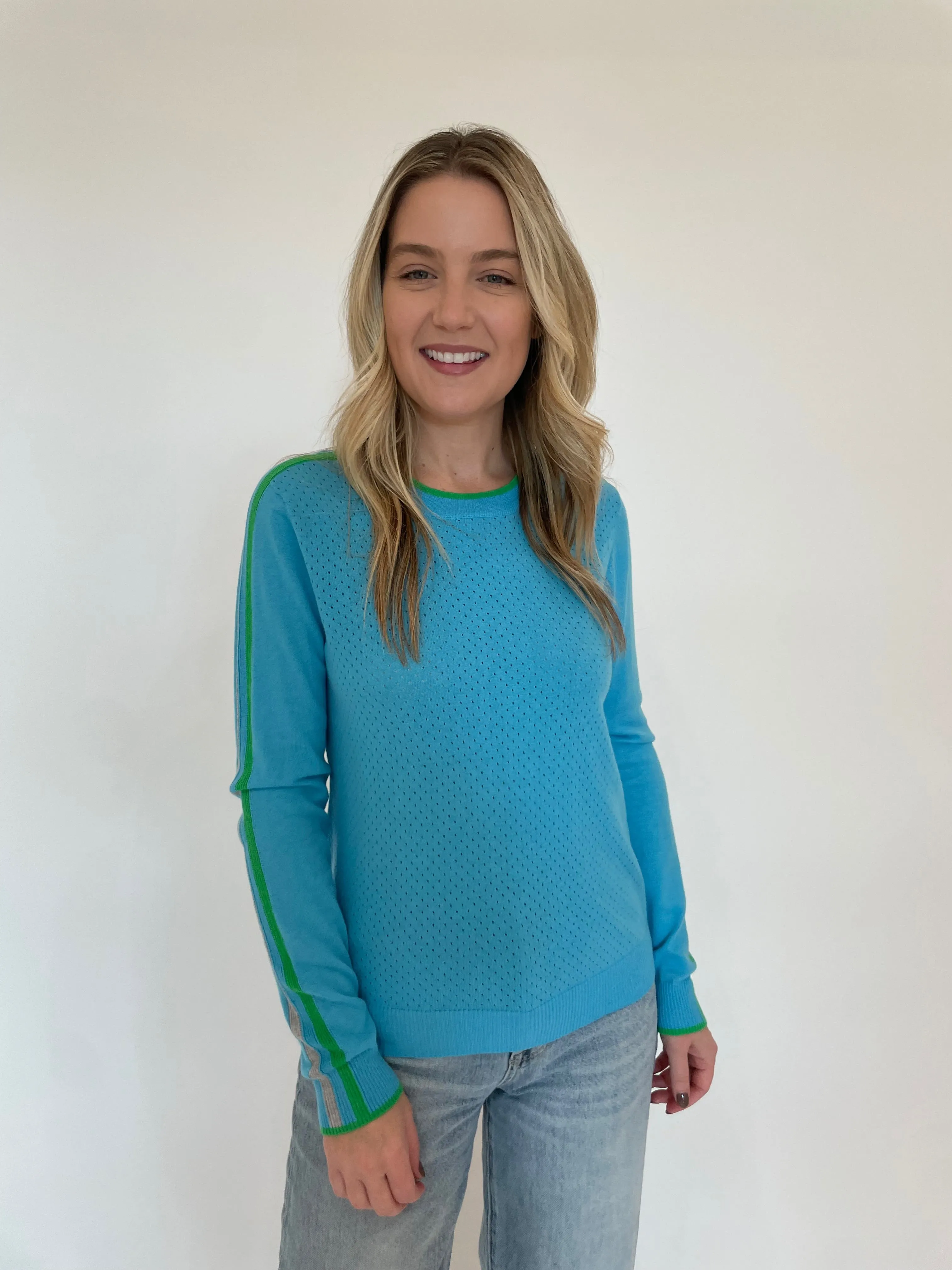 Mayer Crew Neck With Trim Sweater - Turquoise/Green