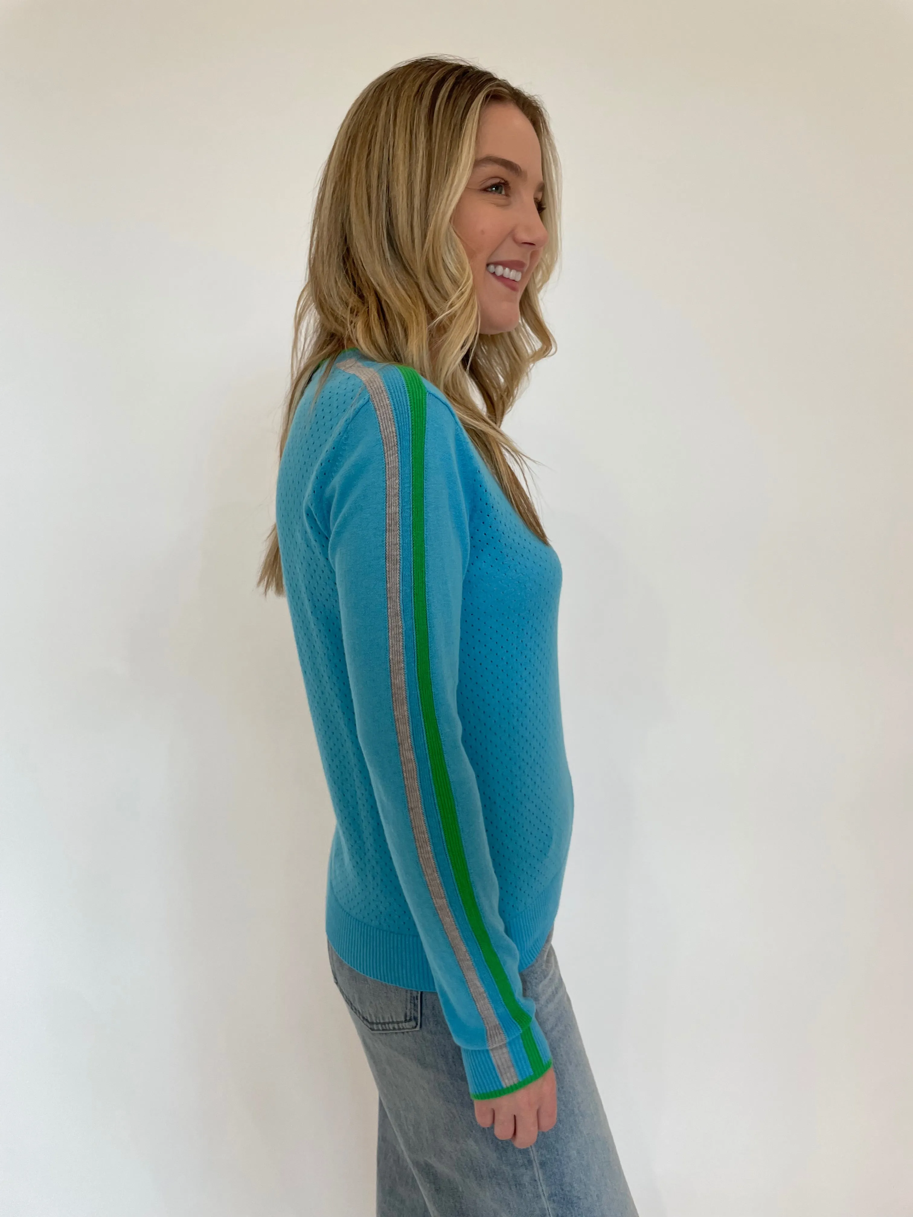Mayer Crew Neck With Trim Sweater - Turquoise/Green