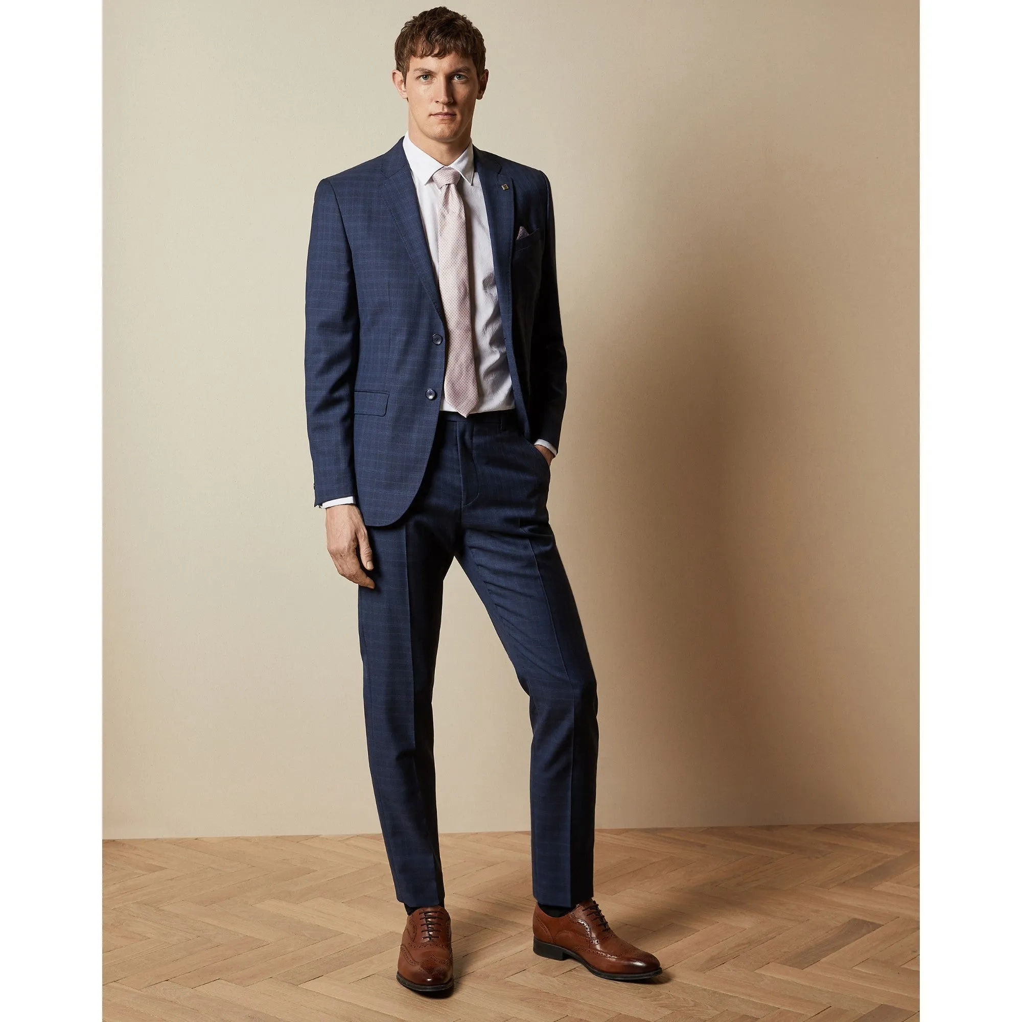 Men Louiet-Debonair Check Trouser - Navy