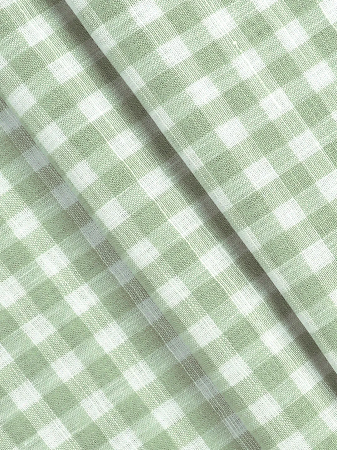 Mens Cotton Blend Checked Green Shirt Fabric Wonderla Plus