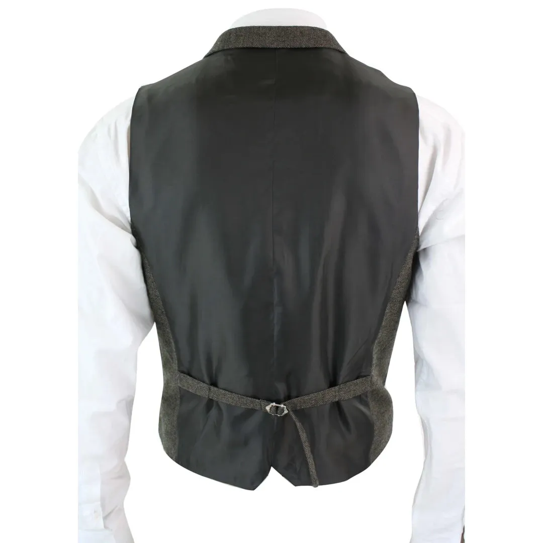 Men's Herringbone Tweed Gatsby Blinders Classic Double Breasted Waistcoat