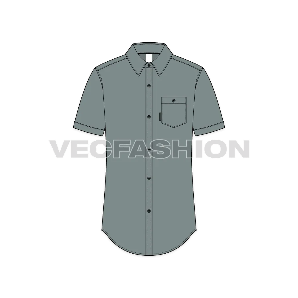 Mens Slim Fit Shirt with Curved Hem