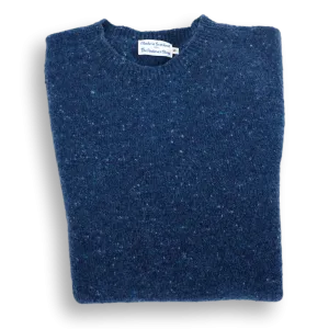 Merino Wool and Cashmere Crewneck Donegal Sweater