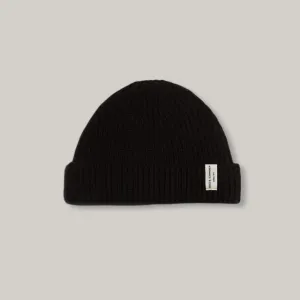 MERZ B. SCHWANEN RIBBED MERINO WOOL BEANIE  - DEEP BLACK