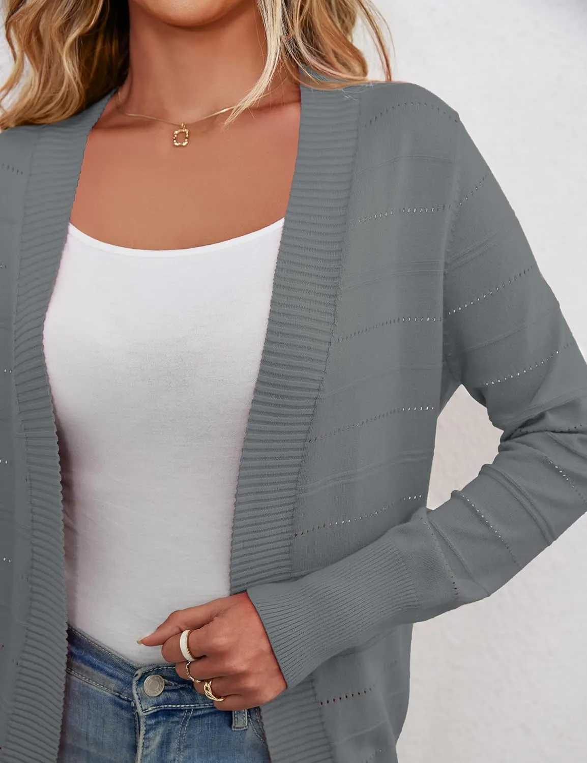 OmicGot Women's Long Sleeve Open Front Chunky Cable Knit Loose Cardigan Sweater