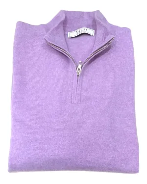 Quarter Zip Pure Cashmere Sweater - Lavender
