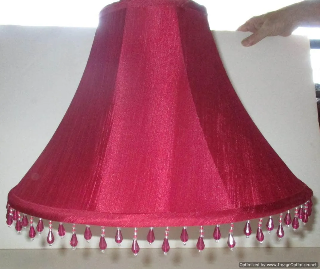 Red Beaded Red Silk Lampshade