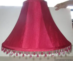 Red Beaded Red Silk Lampshade