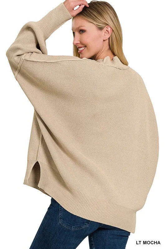Saddie Side Slit Oversized Sweater