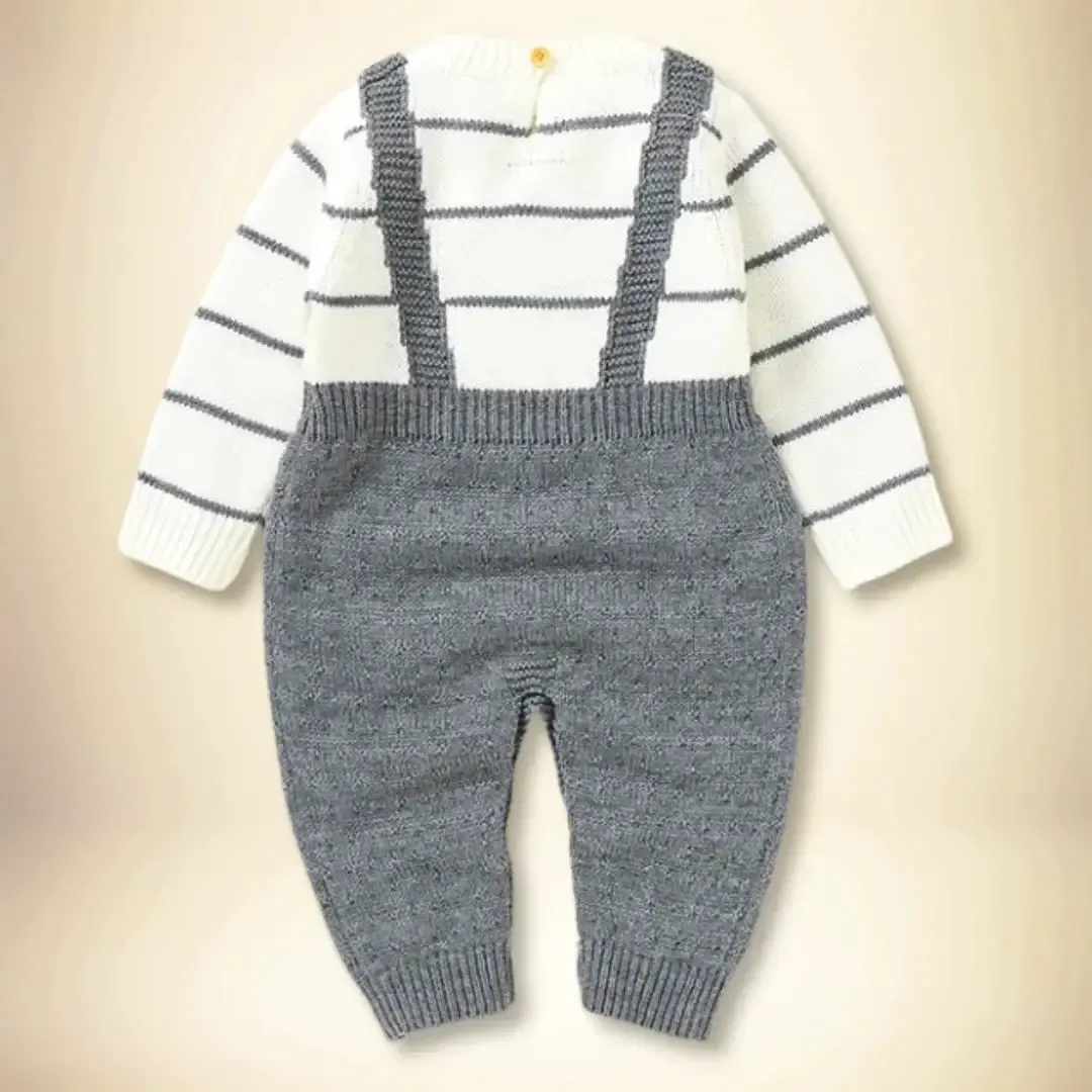 Saratoga Stripes Knit Suspender Set | Timeless Style for Baby’s Day Out (3-18M)