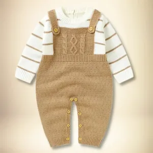 Saratoga Stripes Knit Suspender Set | Timeless Style for Baby’s Day Out (3-18M)