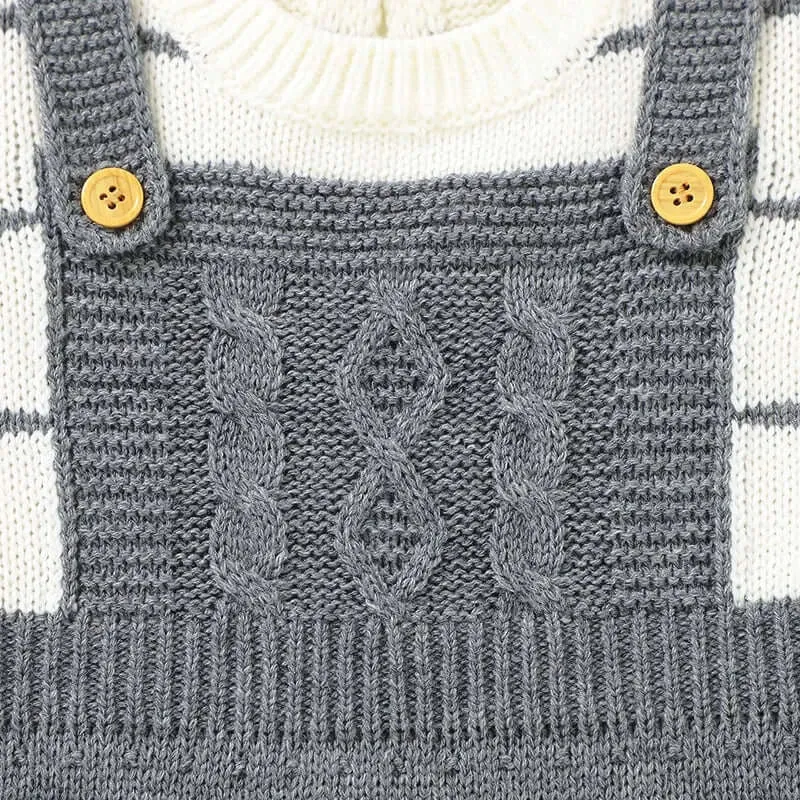 Saratoga Stripes Knit Suspender Set | Timeless Style for Baby’s Day Out (3-18M)